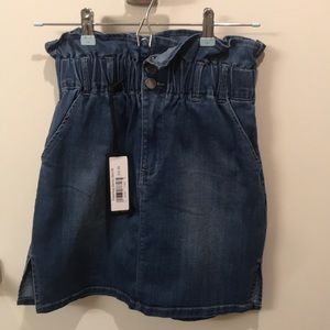 Paperbag denim skirt